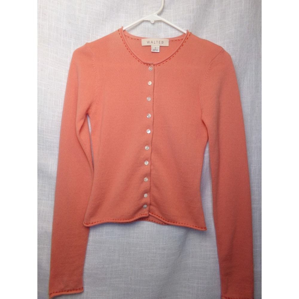 Walter Coral 100% Cashmere Cardigan Quiet Luxury Size Small